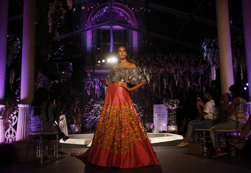 A Manish Malhotra gown, shown at Lakme Fashion Week in Mumbai. AP
