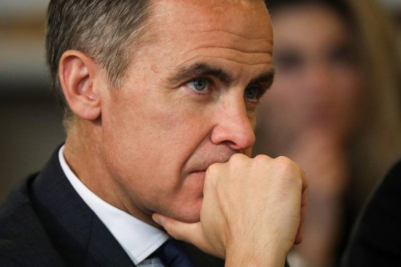 Mark Carney, governor of the Bank of England (BOE), listens during the launch of the central bank's econoME education programme in the City of London, U.K., on Friday, April 27, 2018. Money markets have slashed bets on the Bank of England raising borrowing costs when it meets in two weeks, with the odds for an increase collapsing to 20 percent from above 50 percent on Thursday. Photographer: Simon Dawson/Bloomberg