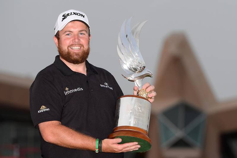 Shane Lowry celebrates winning the 2019 Abu Dhabi HSBC Championship presented by EGA. All images from Getty