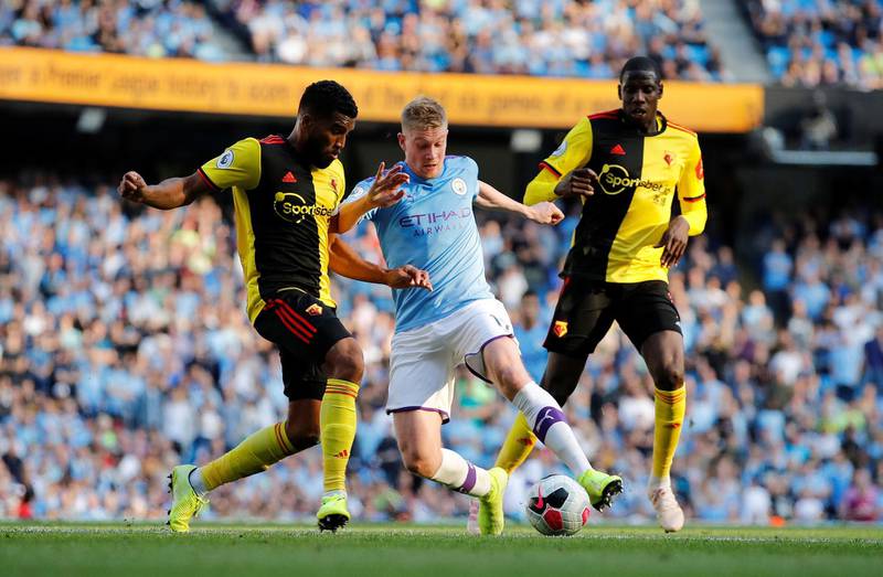 Manchester City's Kevin De Bruyne rounded off the scoring with City's eighth goal. Reuters