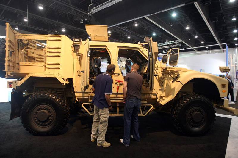 The deal will include more than 4,500 vehicles similar to this Oshkosh Mrap on display at a military exhibition in Abu Dhabi. Sammy Dallal / The National