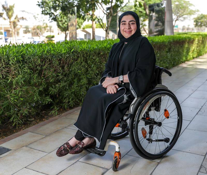 Abu Dhabi, UAE.  March, 13,  2018.  Noura Alblooki is the new Emirati contributor writing about being disabled and in a wheelchair.Victor Besa / The NationalOPReporter:  Tahira Yaqoob