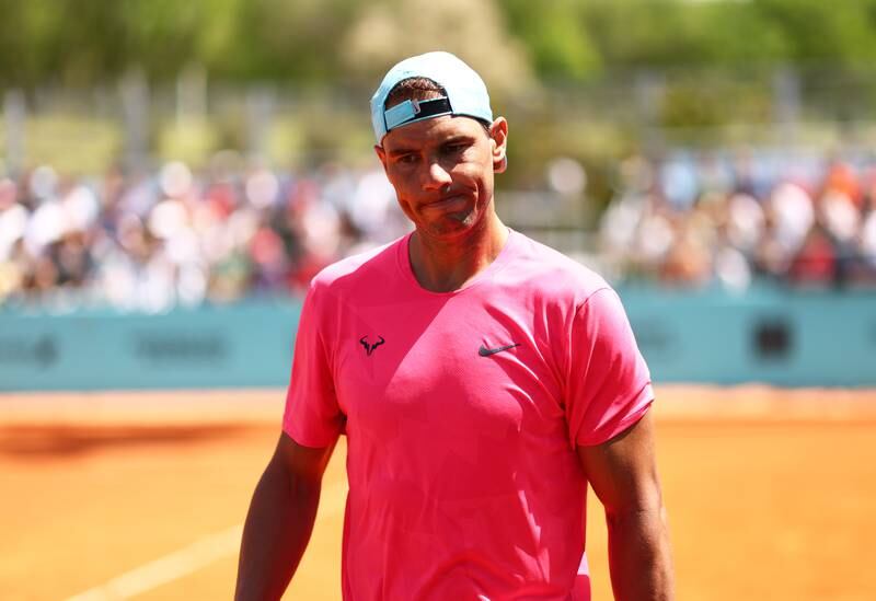 Rafael Nadal during a practice session at the Madrid Open. Getty