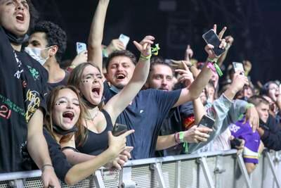 Fans of British rapper Stormzy enjoy a concert at Etihad Park, Yas Island.