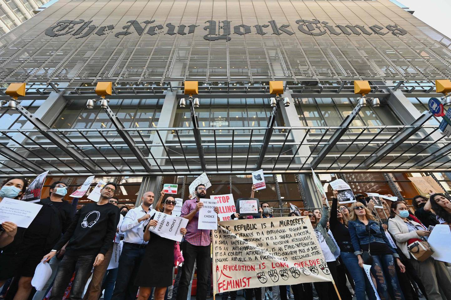 Activists said they were also protesting against "bias and selective narrative" in 'The New York Times' coverage of Iran in recent years. AFP