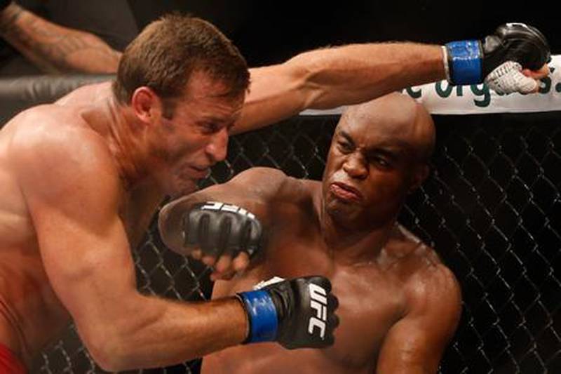 Anderson Silva connects with Stephan Bonnar during their bout at UFC 153