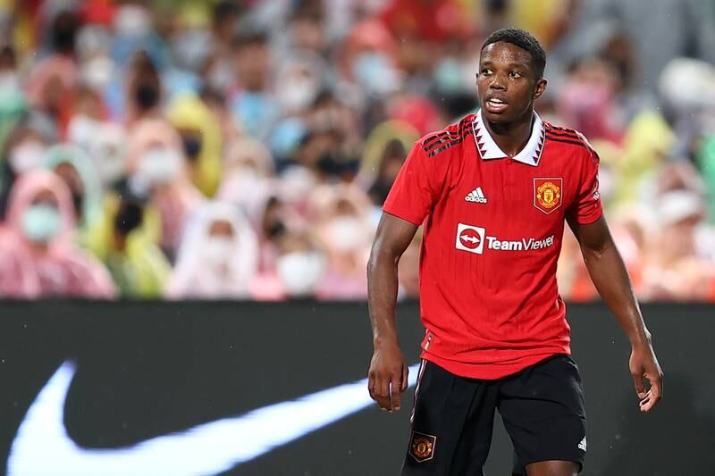 Manchester United's new signing Tyrell Malacia during the pre-season friendly against Liverpool. Getty 