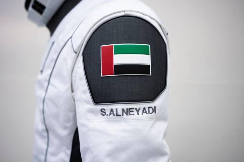 A UAE flag on Dr Al Neyadi's SpaceX pressure suit.