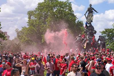 Liverpool fans in Place de la Nation, Paris. PA
