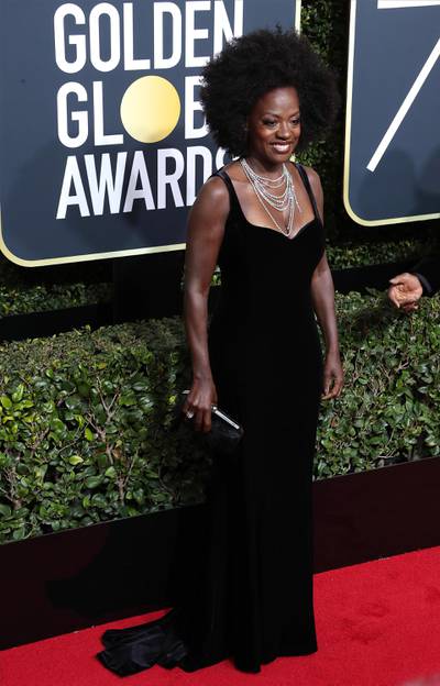 epa06423903 Viola Davis arrives for the 75th annual Golden Globe Awards ceremony at the Beverly Hilton Hotel in Beverly Hills, California, USA, 07 January 2018. 