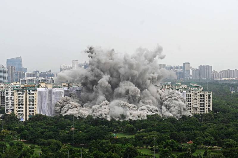 A controlled implosion brought the towers down after the Supreme Court ruled in favour of the residents. Photo: AFP