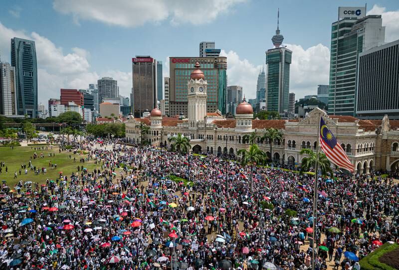 A Freedom for Palestine rally in Kuala Lumpur's Merdeka Square, on October 22, in Malaysia. Getty Images