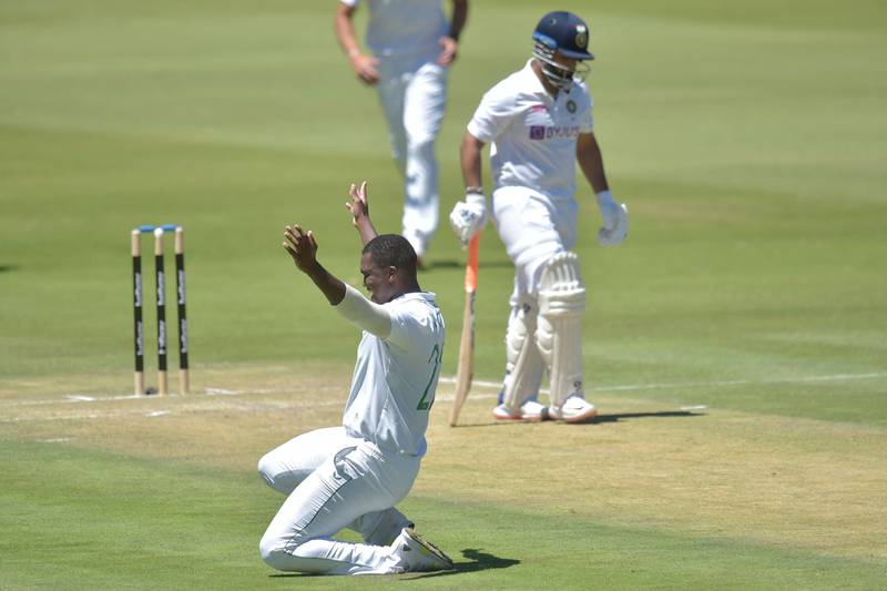 South Africa's Lungi Ngidi celebrates after the dismissal of India's Rishabh Pant. AFP
