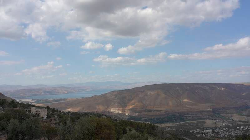 The Israeli-occupied Golan Heights in Syria, right, are visible from Gadara.