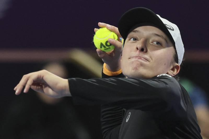 Poland's Iga Swiatek after her victory over Danielle Collins at the Qatar Open in Doha on February 15, 2023. AFP