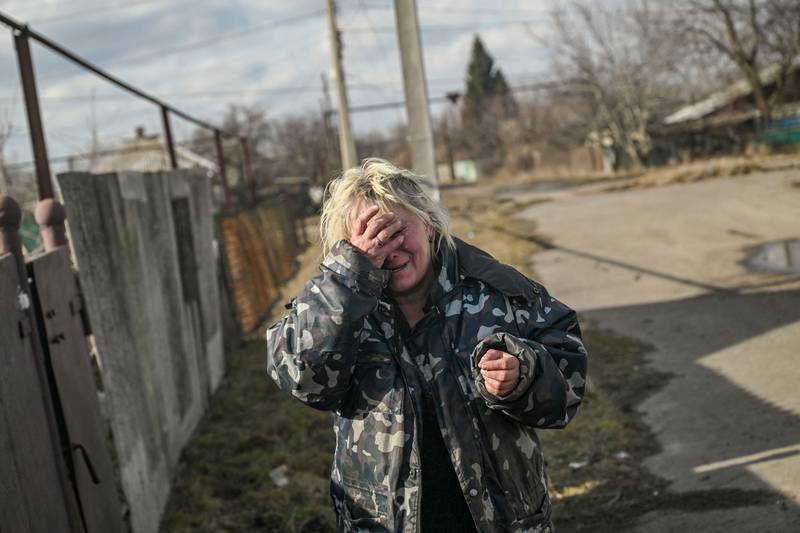 Shelling in Chasiv Yar, near Bakhmut. The bridge connecting the Ukrainian city and town has reportedly been destroyed. AP