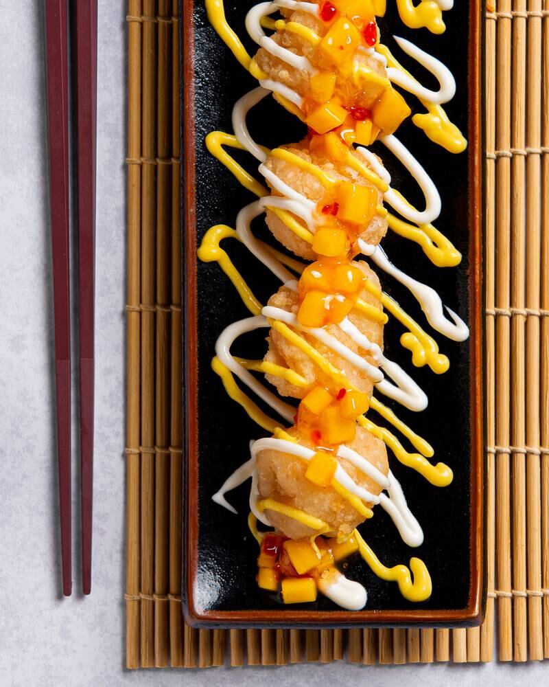 Chilli and mango tempura tiger prawns, Dh30, Shang Palace