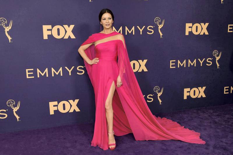 Catherine Zeta Jones in Georges Hobeika couture for the 2019 Emmy Awards. Supplied
