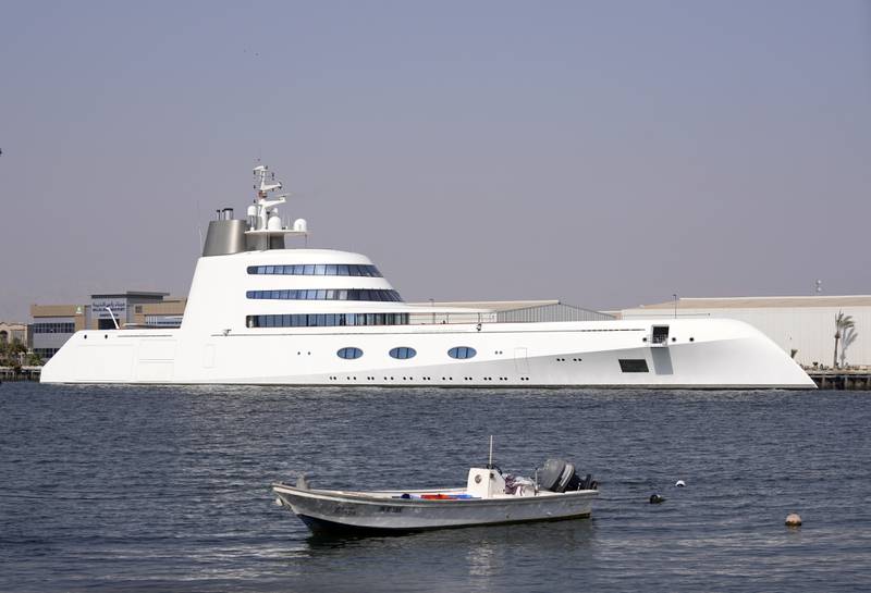 The 118-metre superyacht belonging to Mr Melnichenko anchored in the port of Ras Al Khaimah. AP