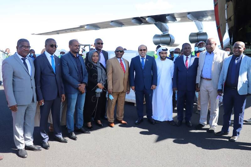 The plane was met by Azali Assoumani, President of Comoros, and Saeed Al Maqbali, UAE Ambassador to the Comoros, along with other senior officials.