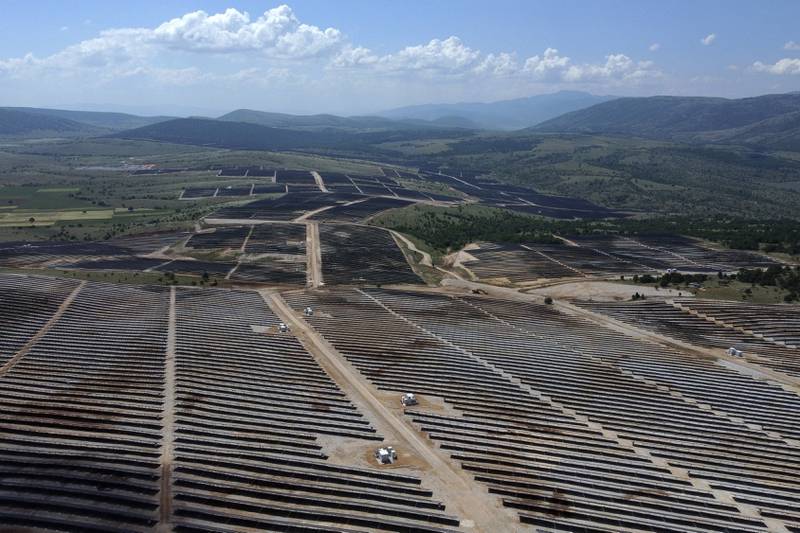 A part of a new solar park outside the northern Greek city of Kozani. AP
