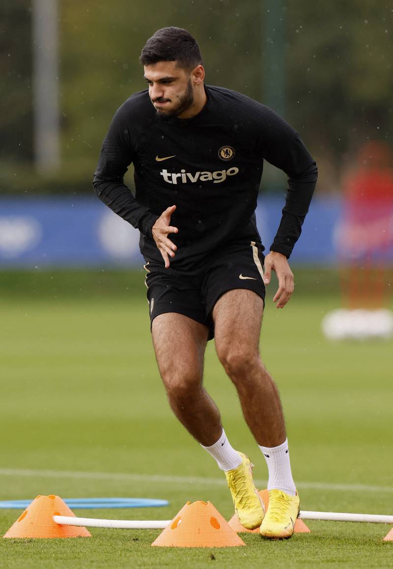 Chelsea forward Armando Broja during training. Reuters