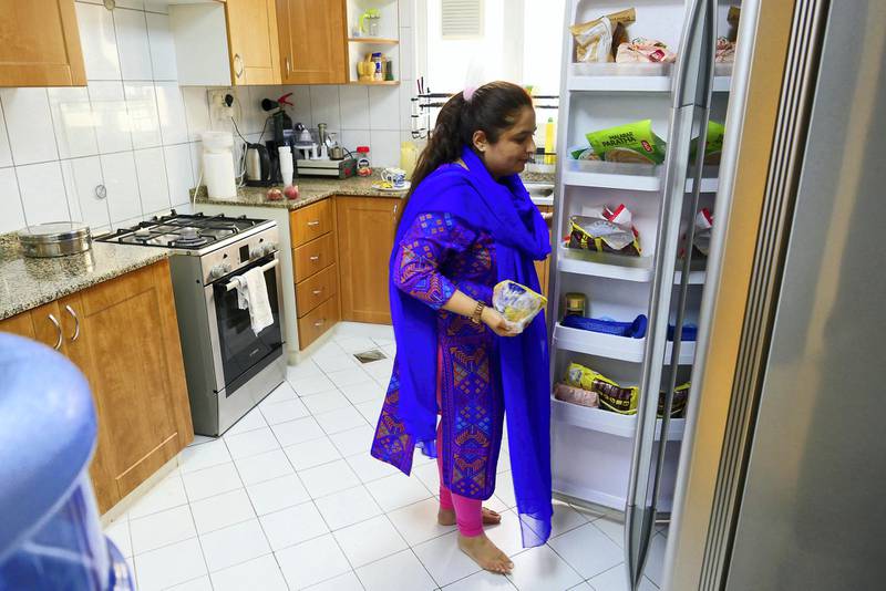 Anila Rashid, class teacher fasting during the Ramadan and working at the DPS in Dubai on April 21, 2021. She is preparing food at her home in The Gardens in Dubai. Pawan Singh / The National. Story by Anam