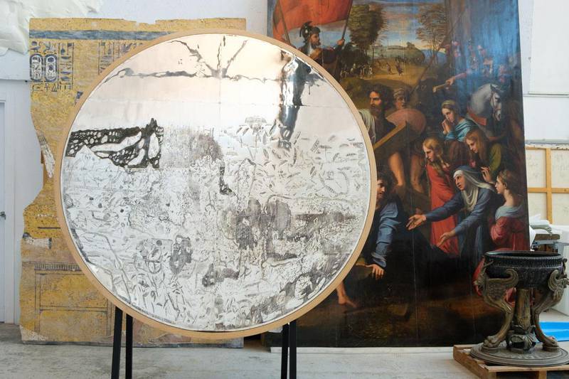'The Al Idrisi Silver': Factum Arte took high-resolution scans of each of Al-Sharif al-Idrisi's maps and then digitally stitched them together. The result is a stunning composite that showed how the world looked to an Arab cartographer in the 12th century.  Photo: Oak Taylor Smith for Factum Foundation