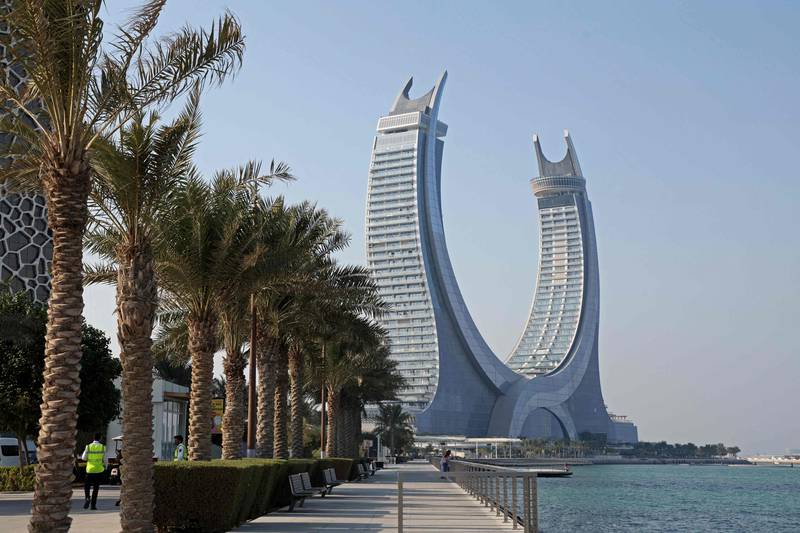 The Katara Towers in the Qatari coastal city of Lusail . Photo: Karim Jafaar /  AFP