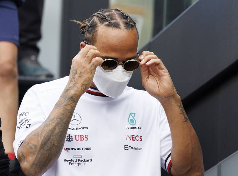 Mercedes driver Lewis Hamilton arrives on the Red Bull Ring race track. AFP