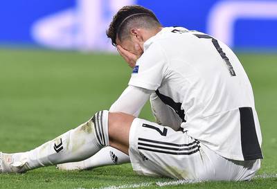 Juventus striker Cristiano Ronaldo dejected at the final whistle. EPA