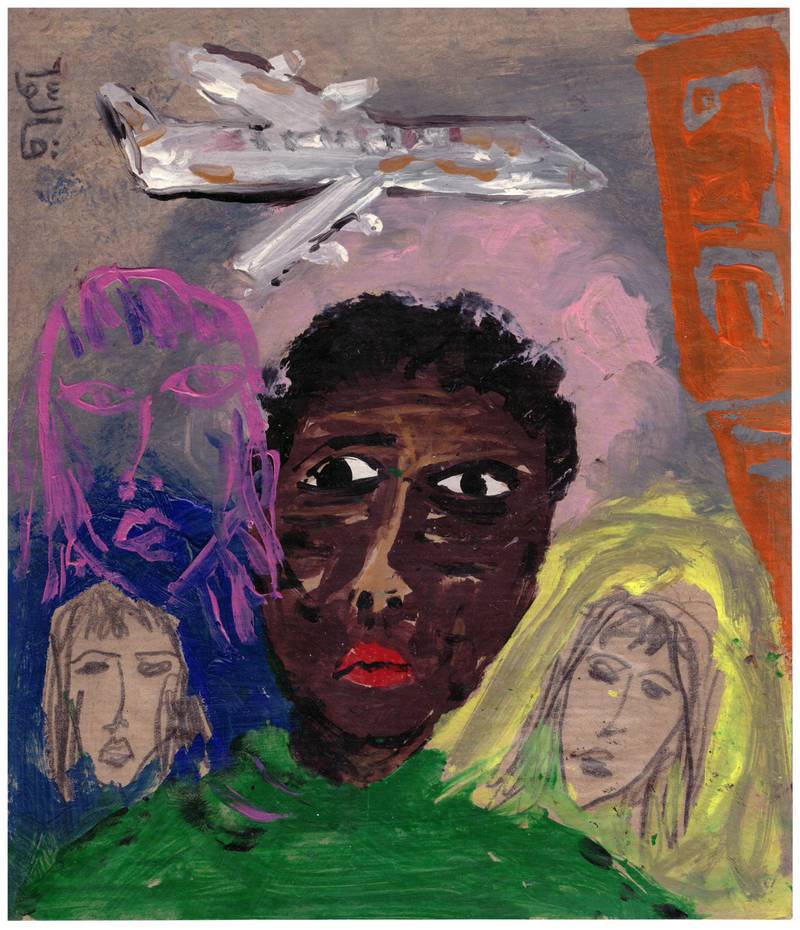 An untitled 1998 work, a medley of symbols around a central Nubian figure. Courtesy Lawrie Shabibi