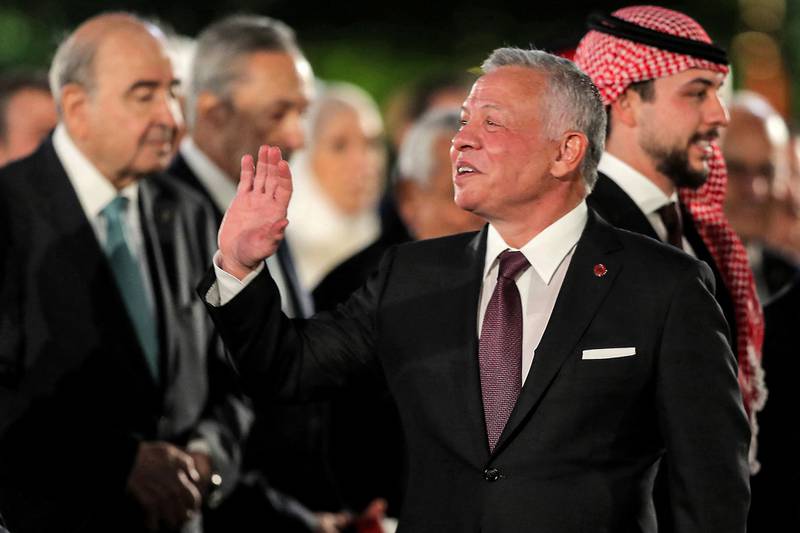 King Abdullah at a royal palace gathering in Amman, Jordan.  AFP