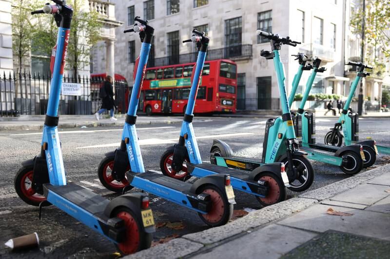 Dott and Tier e-scooters in London. Getty Images