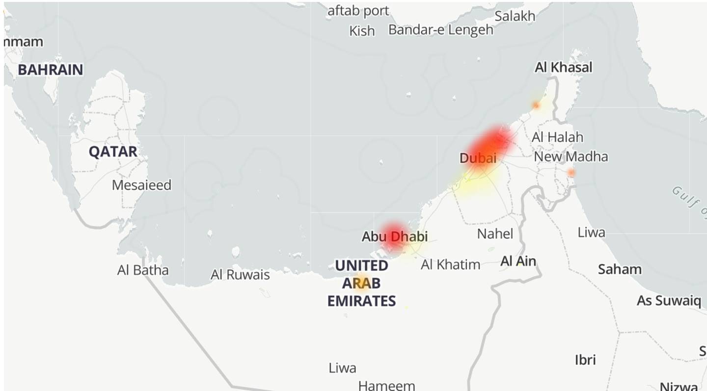 WhatsApp outages were reported across the UAE on Tuesday morning. Photo: Downdetector