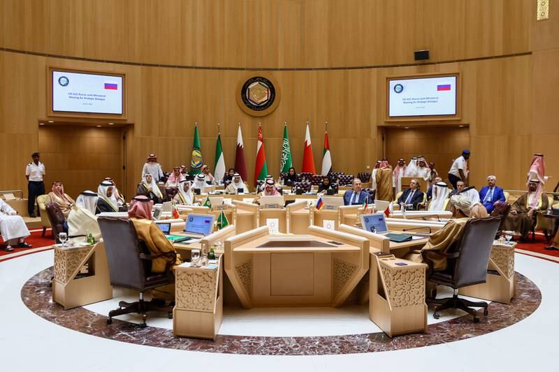 The Russia-Ukraine conflict is discussed during the 152nd session of the Ministerial Council of the Gulf Co-operation Council in Riyadh, Saudi Arabia, on June 1. EPA