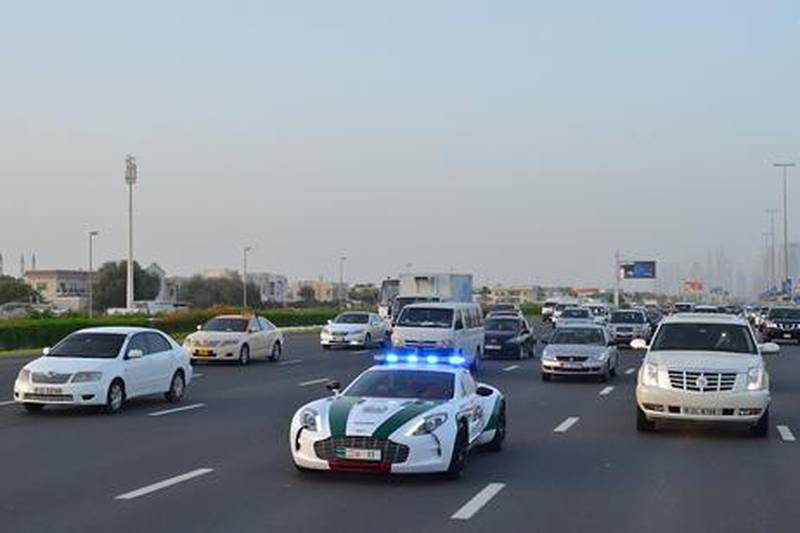 May 12, 2013- Provided photo of Dubai Police 's Aston Martin on patrol in Dubai Courtesy Dubai Police 