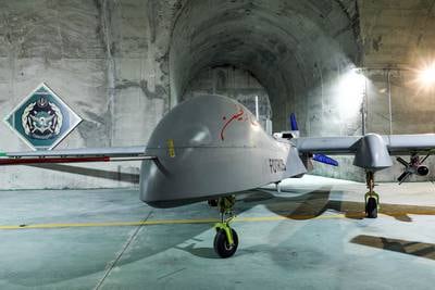 An army drone at an underground drone base somewhere in Iran. Senior officers in the Iranian military say its drone force gives it regional leadership. AFP