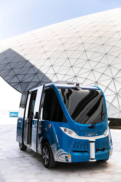 ABU DHABI, UNITED ARAB EMIRATES - OCTOBER 22, 2018. 

NAVYA autonomous vehicle.

Today, Masdar City, Abu Dhabiís sustainable urban development, has embarked on the next phase of its sustainable mobility network with NAVYA autonomous vehicle.

Implementation of Masdar Cityís wider transportation strategy will see the arrival of a fleet of seven AutonomÆ Shuttles from next year. Over time the shuttle route map will be expanded to connect the Etihad Eco Residence complex above the cityís North Car Park with the headquarters of the International Renewable Energy Agency (IRENA) and Majid Al Futtaimís My City Centre Masdar shopping mall due for completion in the first half of 2019.


(Photo by Reem Mohammed/The National)

Reporter: DANIA AL SAADI
Section:  BZ