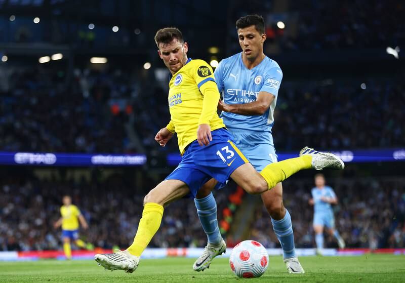 Pascal Gross 5 - Similar performance to his midfield partners, the German found it difficult to get a foothold against the quality of De Bruyne and Gundogan.
Getty