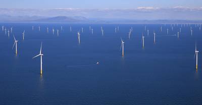 EMBARGOED UNTIL 0001 BST 06SEPT18 (2301 GMT 05SEPT18) General view of the Walney Extension offshore wind farm operated by Orsted off the coast of Blackpool, Britain September 5, 2018. REUTERS/Phil Noble