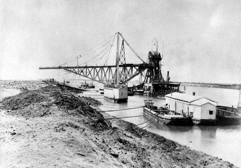 A picture dated 1869 shows machinery during the construction of the Suez Canal in Egypt. AFP