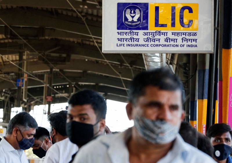 An advertisement for the Life Insurance Corporation of India, at a metro station in Mumbai. The insurer on Saturday approved selling a 3.5 per cent stake for about 210 billion rupees ($2.8bn). Reuters