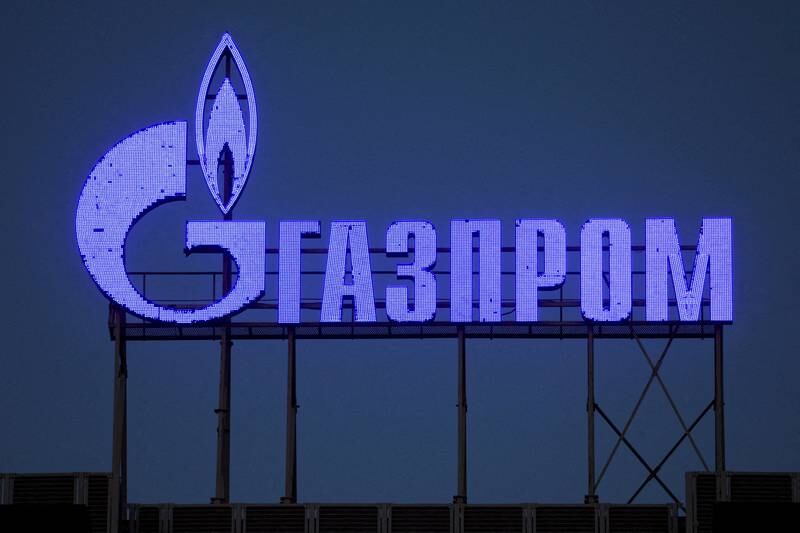 The Gazprom logo at a business centre in Saint Petersburg, Russia. Reuters