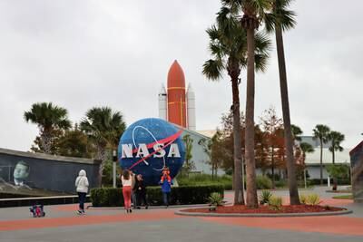 Tourists visit the Kennedy Space Centre Visitor Complex on Merritt Island