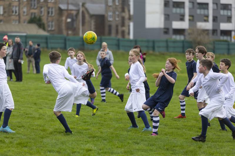 Schoolchildren from Hyndland Primary School in Glasgow took part in a 150th anniversary of Scotland v England football match on Wednesday, with a recreation of the initial game at the West of Scotland Cricket Ground. PA
