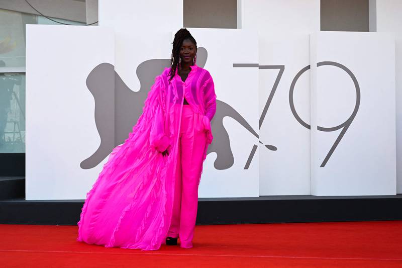 French director Alice Diop in Valentino. AFP