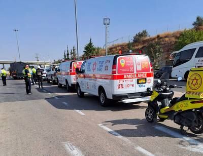 Israeli medics at the scene of the latest West Bank attack. MDA