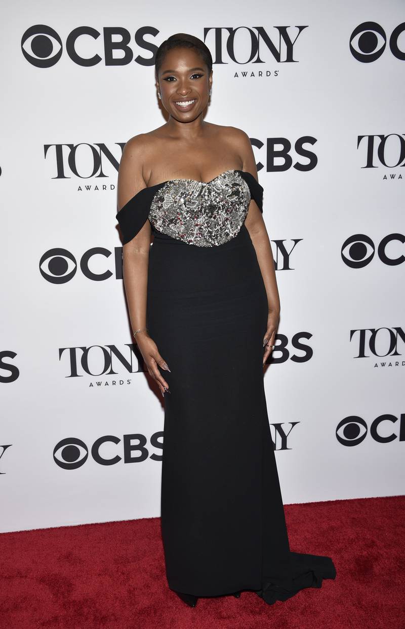 Actress Jennifer Hudson in an off-the-shoulder gown. Invision / AP