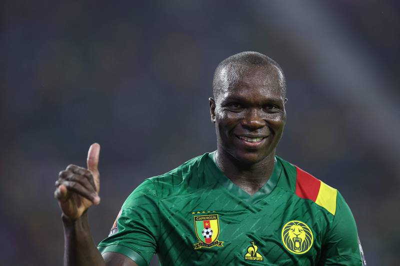 Cameroon forward Vincent Aboubakar celebrates scoring his team's second goal. AFP